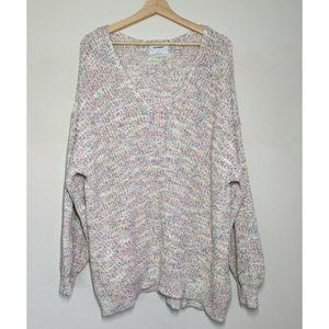 Old Navy Woman's XXL 2XL Chunky Sweater Colorful Dolman Sleeves Deep v-Neck